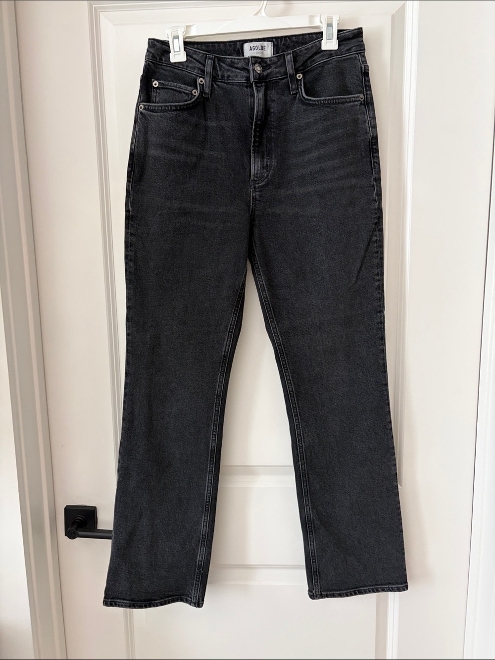 Agolde Black High-Rise Straight Leg Jeans
